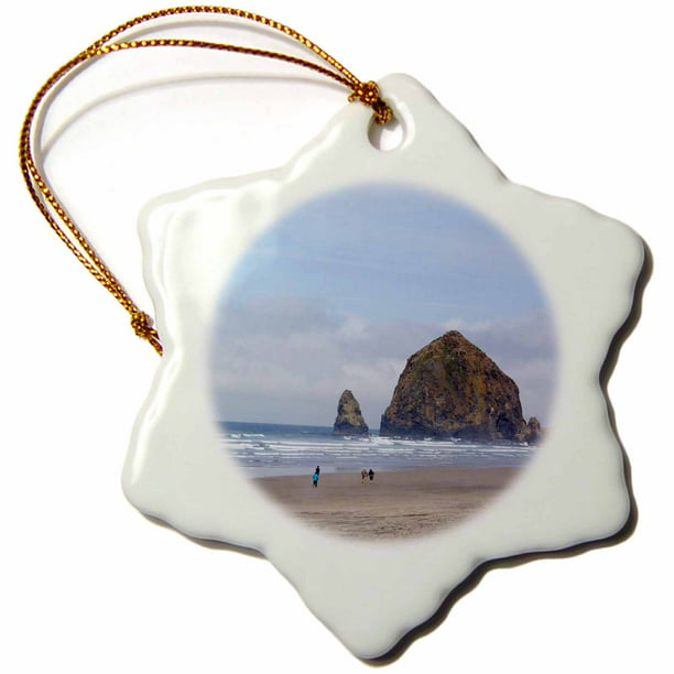 3dRose orn_145771_1 Cannon Beach and Haystack Rock Porcelain Oregon Usa-Us38 Jwi0516-Jamie and Judy Wild-Snowflake Ornament 3-Inch 